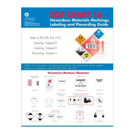 American Labelmark Co LabelMaster  DOT Chart 16, Coated Paper, 11 x 17 inch CHART-16